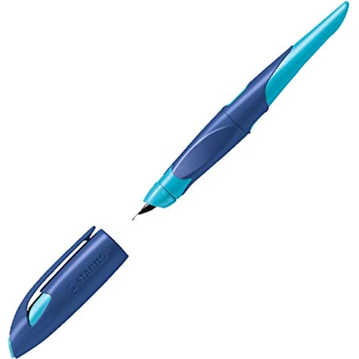 Ergonomischer Schulfüller für Rechtshänder mit Anfänger-Feder A - STABILO EASYbirdy in mitternachtsblau/azur - Einzelstift - inklusive Patrone und Einstellwerkzeug - Schreibfarbe blau (löschbar) – Bild 2