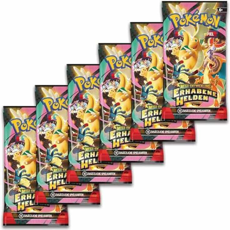 Pokémon Pokémon-Sammelkartenspiel: Boosterbundle Mega-Entwicklung – Erhabene Helden, 6 Boosterpacks mit 10 Karten je Pack und exklusiven Mega-Entwicklungen – Bild 4