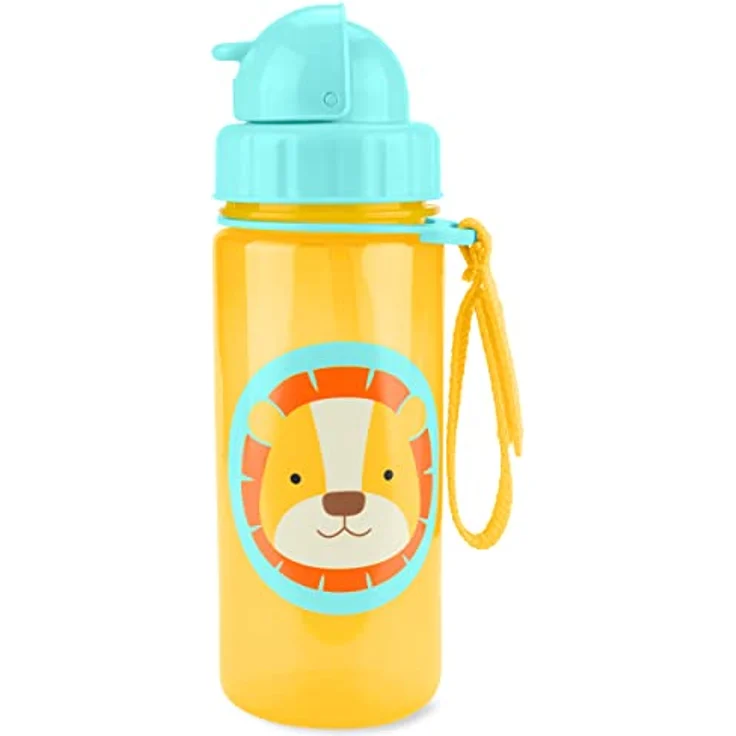 Skip Hop Zoo Trinkflasche Löwe, Kindertrinkflasche mit umklappbarem Strohhalm, 384,5 ml, BPA-frei - Orange – Bild 2