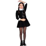 Wilbers & Wilbers 3937 - Kinderkostüm Kleid Friday, schwarzes Halloween Kleid für Kinder mit weißen Manschetten und elegantem Faltenrock
