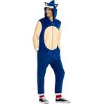 OppoSuits Sonic The Hedgehog Onesie (S), Kapuzenoverall mit charakteristischen Augen und Stacheln, Fleece-Innenfutter, durchgehender Reissverschluss, zwei Seitentaschen
