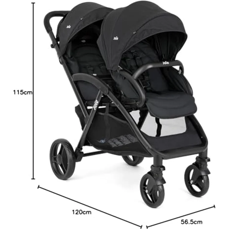 Joie Evalite Duo Zwillingswagen, leicht und kompakt, inkl. Regenverdeck, Coal Grey – Bild 10