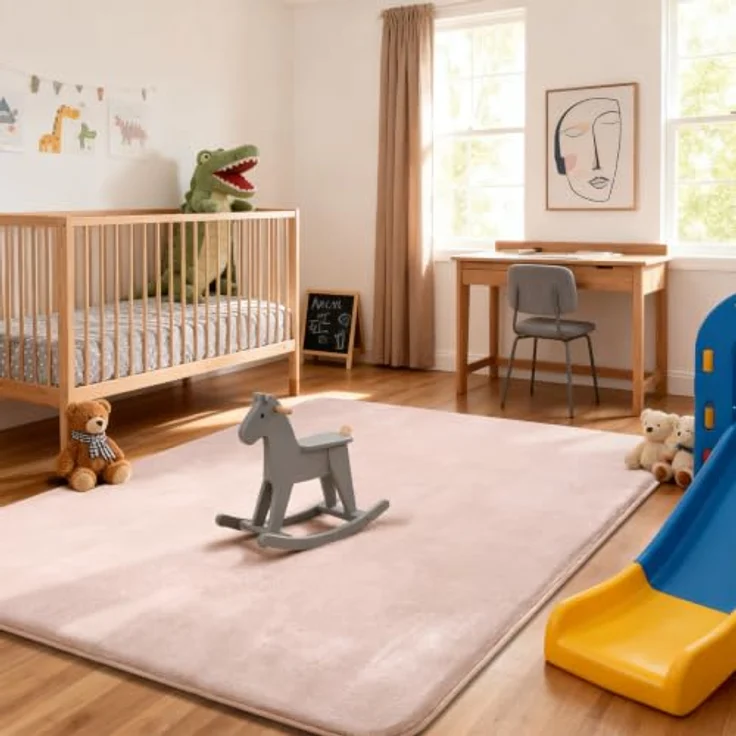 Tuocal Krabbelmatte Baby Spielmatte 150x180x3cm, extra dicke Memory-Schaum, rutschfeste Unterseite, Rosa – Bild 2