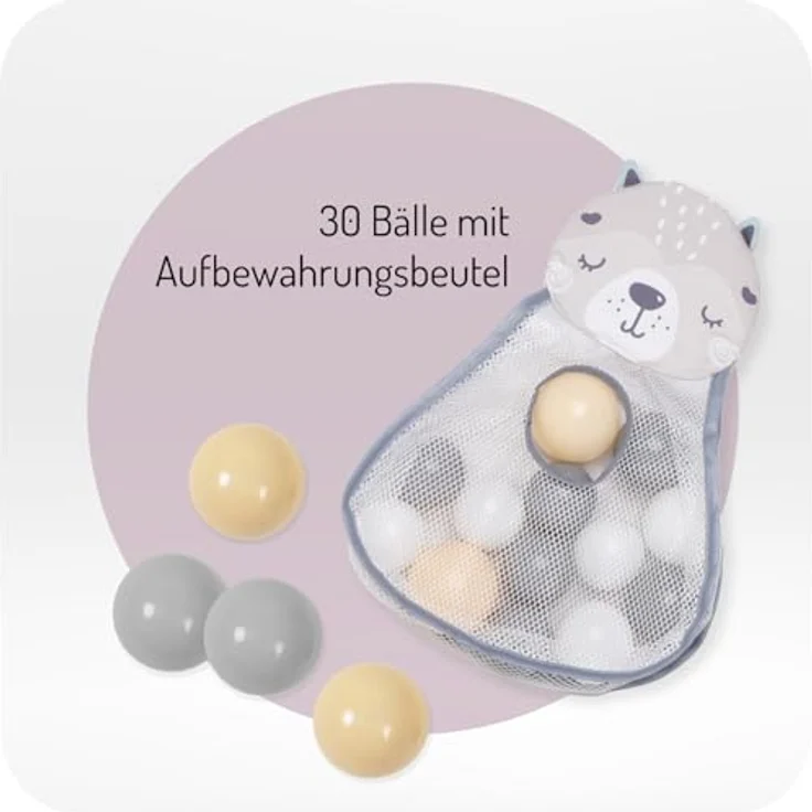 MoMi PASTEL Spielbogen mit Krabbelmatte 3-in-1, sensorische Aktivitätsmatte mit 2 Bögen, 5 Spielzeugen, 20 Bällchen und Krabbelkissen, für Babys ab Geburt – Bild 3