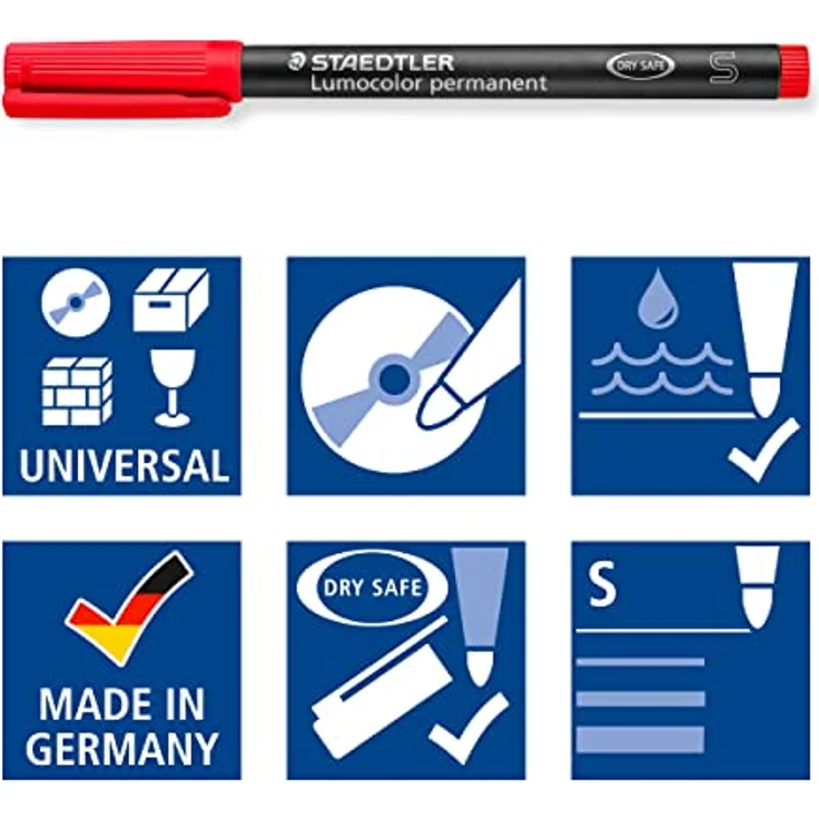 STAEDTLER Marker für Fotografie Lumocolor permanent, zur Beschriftung von Fotos und Fotobüchern, wisch- und wasserfest, lichtbeständig, Schwarz, Linienbreite S ca. 0,4 mm, 313-9 BK-1 – Bild 5