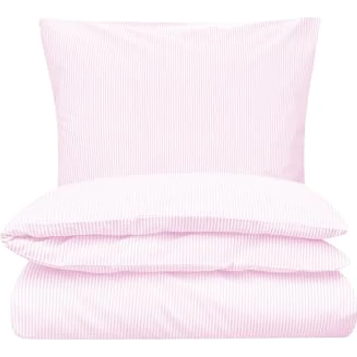 MELAWEAR Perkal Bettwäsche Set MAJULI Stripes, 100% Bio-Baumwolle, rose/naturweiss gestreift, 135x200/80x80 cm, mit Hotel-Verschluss, 3-fach zertifiziert (Fairtrade, GOTS, Grüner Knopf) – Bild 2