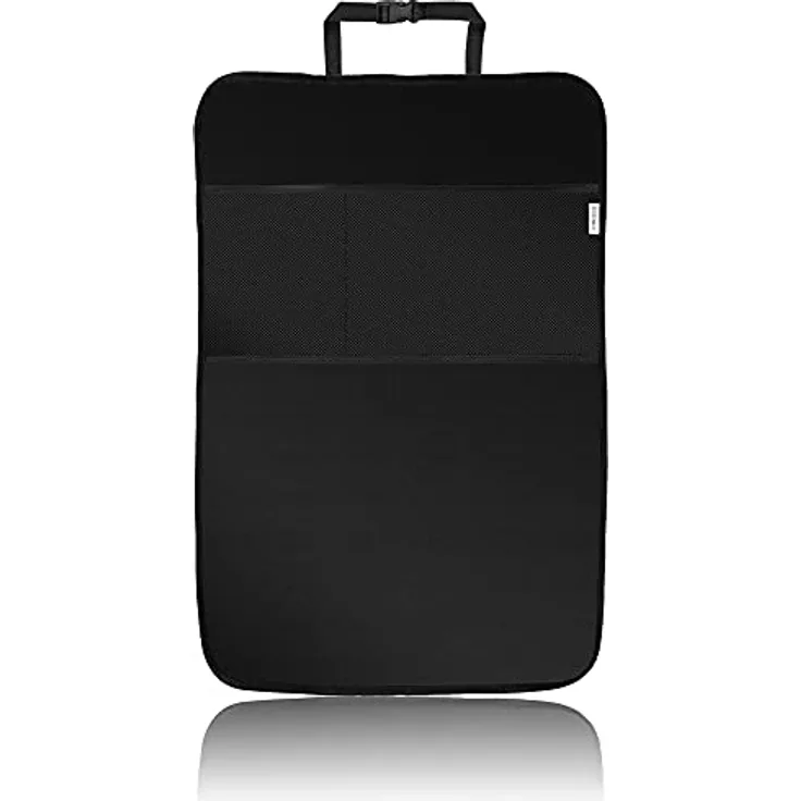 ECENCE Rückenlehnen-Schutz Kinder 50 x 70cm Organizer-Matte wasserdicht Autotasche Kick-Matte Netztasche, schwarz