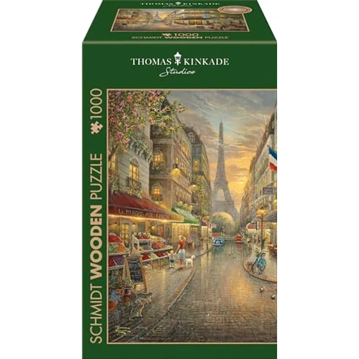 Schmidt Spiele 59798 Malerisches Paris, Thomas Kinkade, 1000 Teile Holzpuzzle, Mehrfarbig, Puzzlemaße: 69,3 x 49,3 cm, Empfohlenes Alter: ab 12 Jahren
