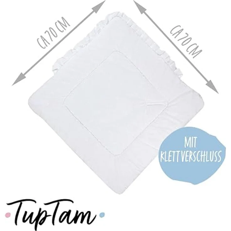 TupTam Unisex Baby Einschlagdecke mit Schleife, Farbe: Weiß, Größe: 70 x 70 cm – Bild 2