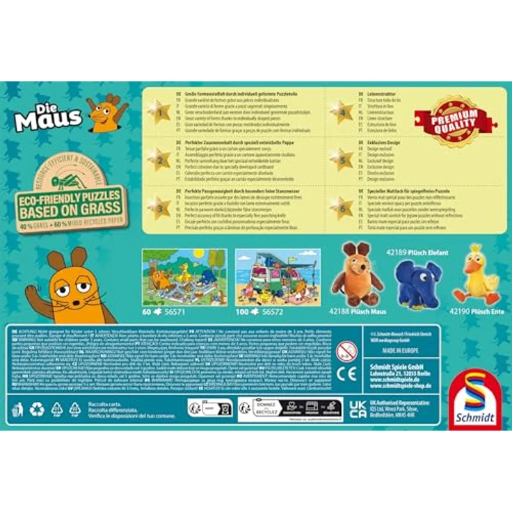 Schmidt Spiele Die Maus, Camping, 100 Teile Kinderpuzzle mit Puzzleposter, fördert Konzentration & Feinmotorik, aus Graspappe – Bild 5