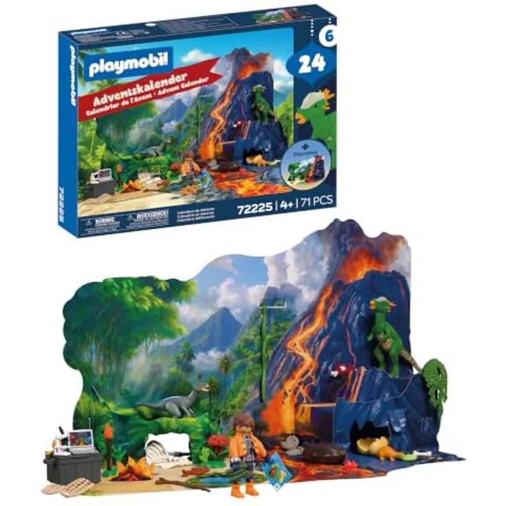 Playmobil Adventskalender - Dino-Expedition, Weihnachtskalender mit festlichen Überraschungen, Modell 72225