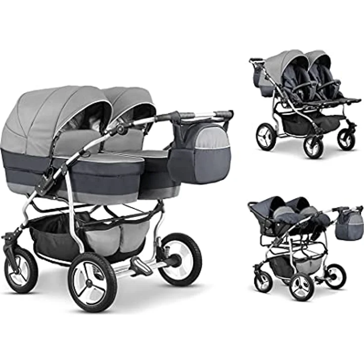 Elcar Zwillingskinderwagen 4 in 1 Twin Star inkl. Autositze - 13 Teile - in 16 Farben – Bild 1