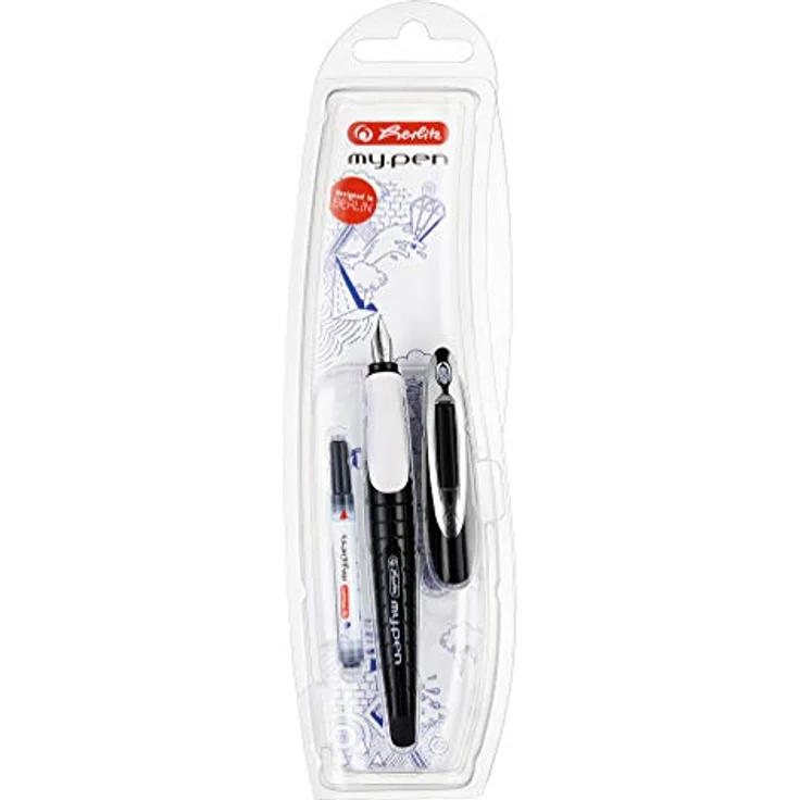 Herlitz Füllhalter Herlitz Schulfüllhalter / Füller "my.pen" mit Iridiumfeder "M", schwarz/weiß – Bild 2