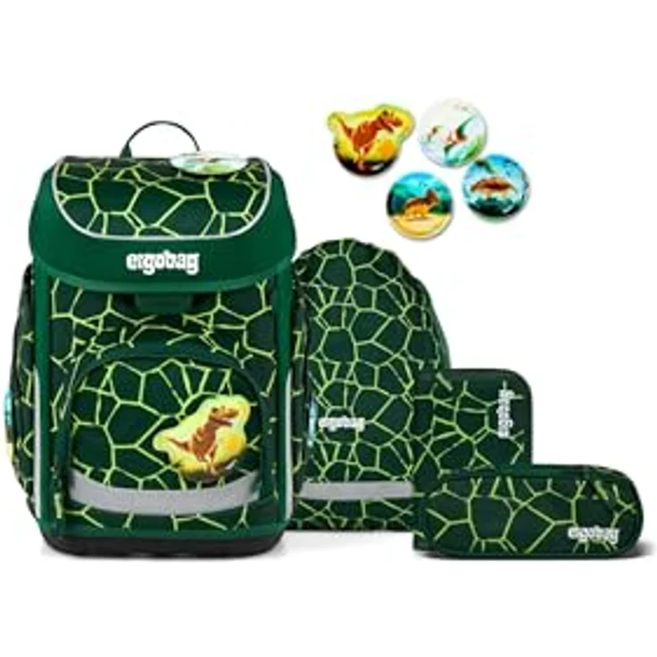 ergobag cubo Set ergonomischer Schulranzen 5-teilig, höhenverstellbar, standfest und reflektierend, Schwarz – Bild 1