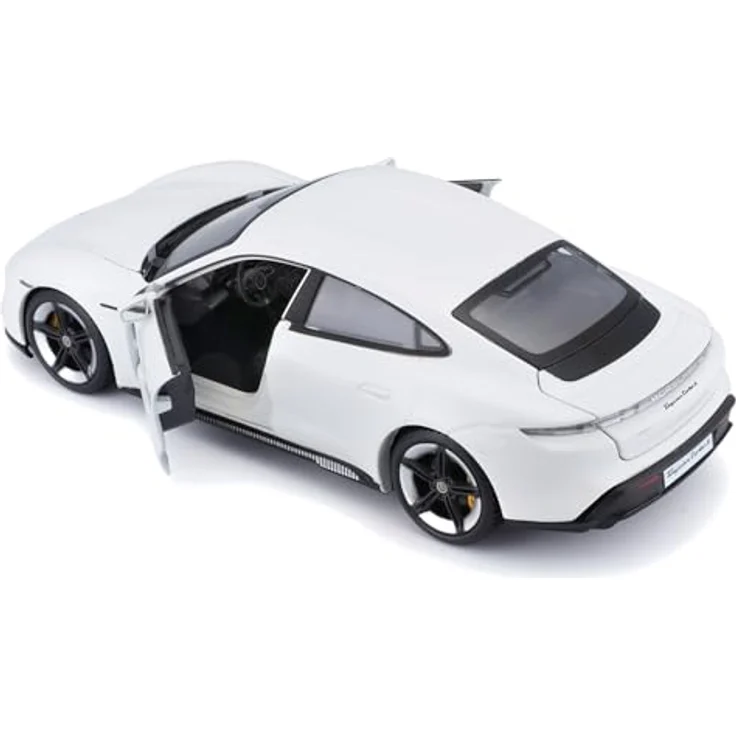 Bburago Porsche Taycan: Modellauto im Maßstab 1:24, Türen beweglich, 20 cm, weiß (18-21098) – Bild 4