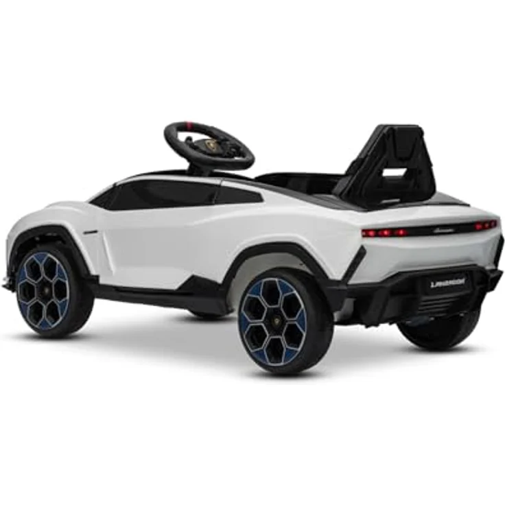 Beneo Elektrisches Ride-on-Auto Lamborghini Lanzador 12V, lizenziert, Hinterradantrieb, weiß, mit Lithiumbatterie, LED-Beleuchtung, breitem Sitz, 2,4-GHz-Fernbedienung, MP3-Player mit USB/AUX/Bluetooth – Bild 7