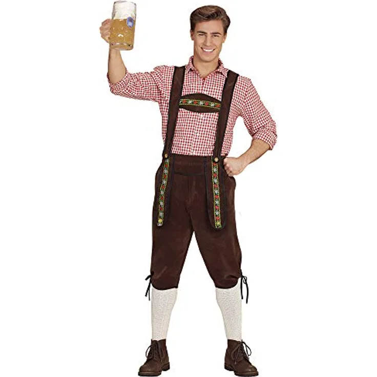 W WIDMANN MILANO Party Fashion Kostüm Bayer, Trachtenhose Herren in Braun für Bierfest, Volksfest und Karneval, Größe XL