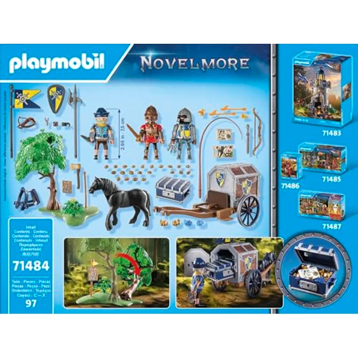 PLAYMOBIL 71484 Überfall auf Transportwagen, Ritterspielwelt Novelmore mit geheimen Bauplänen und Drachengold – Bild 5