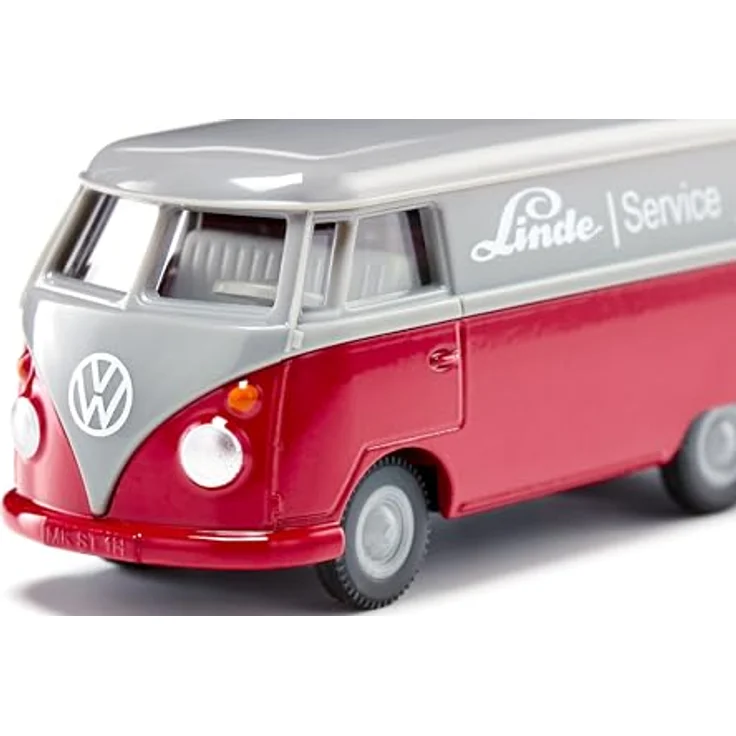 Siku VW T1 Transporter 1:50 Spielzeug-Auto, Metall/Kunststoff, Rot/Grau, Türen zum Öffnen, Anhängerkupplung – Bild 2