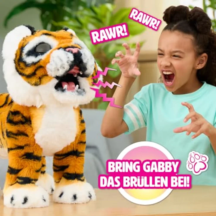 Just Play FurReal Gabby, interaktive Plüsch-Tigerpuppe mit Ton, 32-38 cm, orange – Bild 5