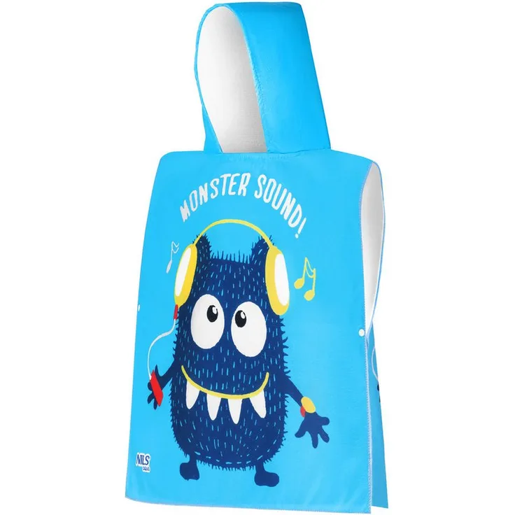 NILS AQUA Kapuzenhandtuch Kinderhandtuch Poncho Monster, Mikrofaser, saugfähig und schnelltrocknend, 60 × 85 cm