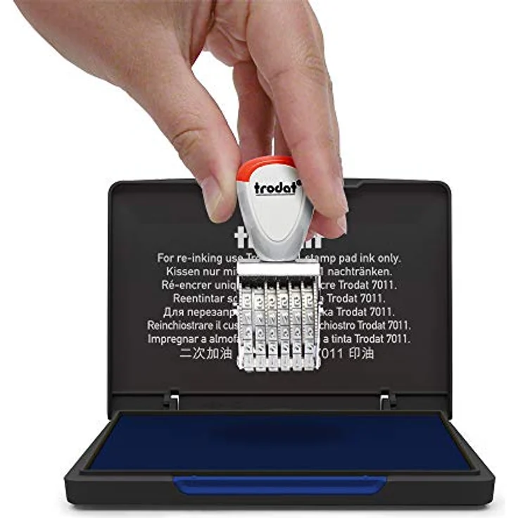 trodat Stempelkissen blau, 11,0 x 7,0 cm, nachfüllbar für Polymer- und Gummistempel – Bild 4