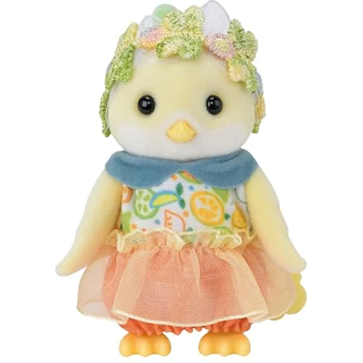 Sylvanian Families - 5860 Zitronenvogel Familie, Spielset mit 4 samtig-weichen Vogel-Figuren, Zubehör und Obstbaum mit Erntefunktion für Kinder ab 3 Jahren – Bild 3