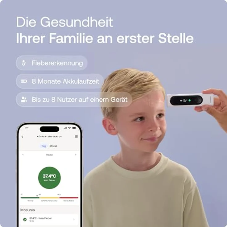 Withings BeamO – Kontaktloses digitales Smart Thermometer mit Fiebererkennung, 4-in-1 MultiScan, EKG, Pulsoximeter und digitalem Stethoskop, für Kinder & Erwachsene, Multi-User, Familiengesundheit – Bild 3