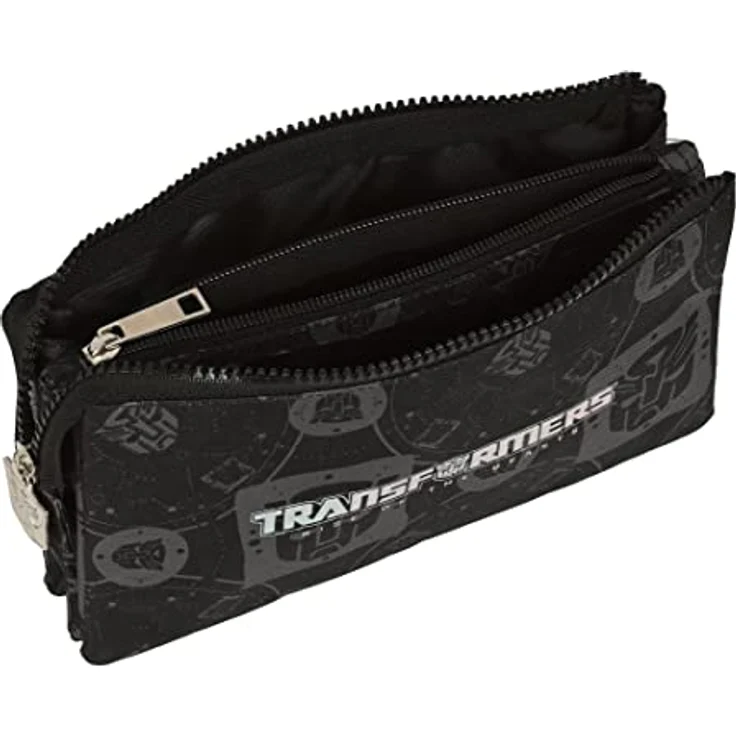 Transformers Dreifaches Mehrzweck-Etui Schwarz 22 x 12 x 3 cm, Polyester 300D, 3 Fächer, Innentasche, Reißverschluss – Bild 3