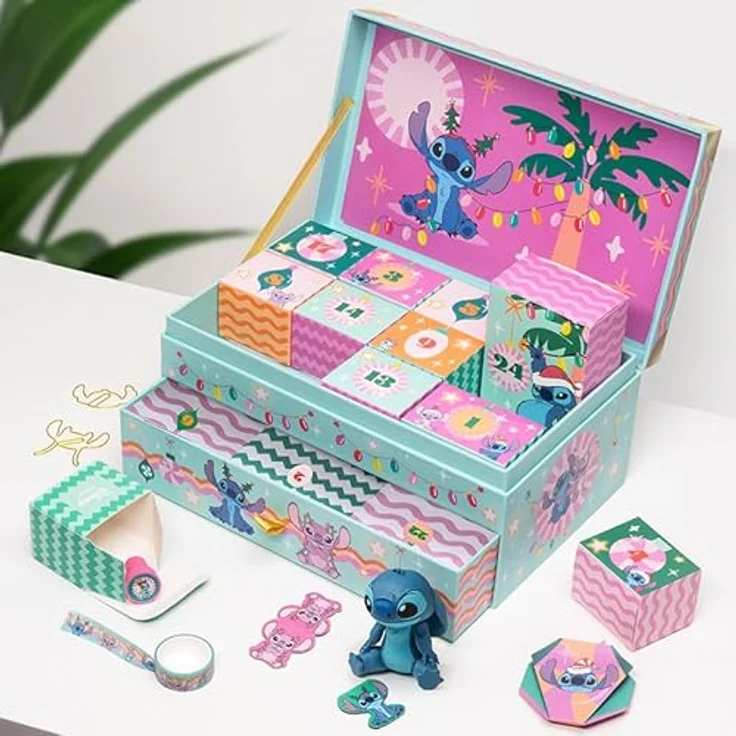 Paladone Stitch Erinnerungsbox Adventskalender, 24 Tage mit Schreibwaren-Überraschungen, Offiziell lizenziertes Disney Geschenk für Fans – Bild 2