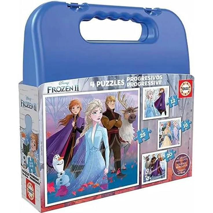 Educa - Progressive Puzzles Frozen II Case 12+16+20+25 Teile, stabil und farbenfroh, empfohlen ab 6 Jahren