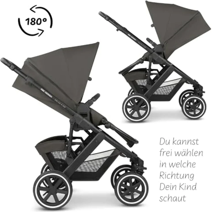 ABC Design Kinderwagen Salsa 4 Air 2 in 1 - Kombikinderwagen für Neugeborene & Babys - Inkl. Sportsitz Buggy & Babywanne - Radfederung & Luftreifen - Cloud – Bild 3