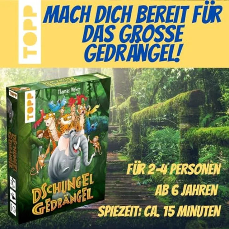 TOPP Dschungelgedrängel – Kartenspiel für tierischen Tumult, 2–4 Spieler, ab 8 Jahren, gelb – Bild 3