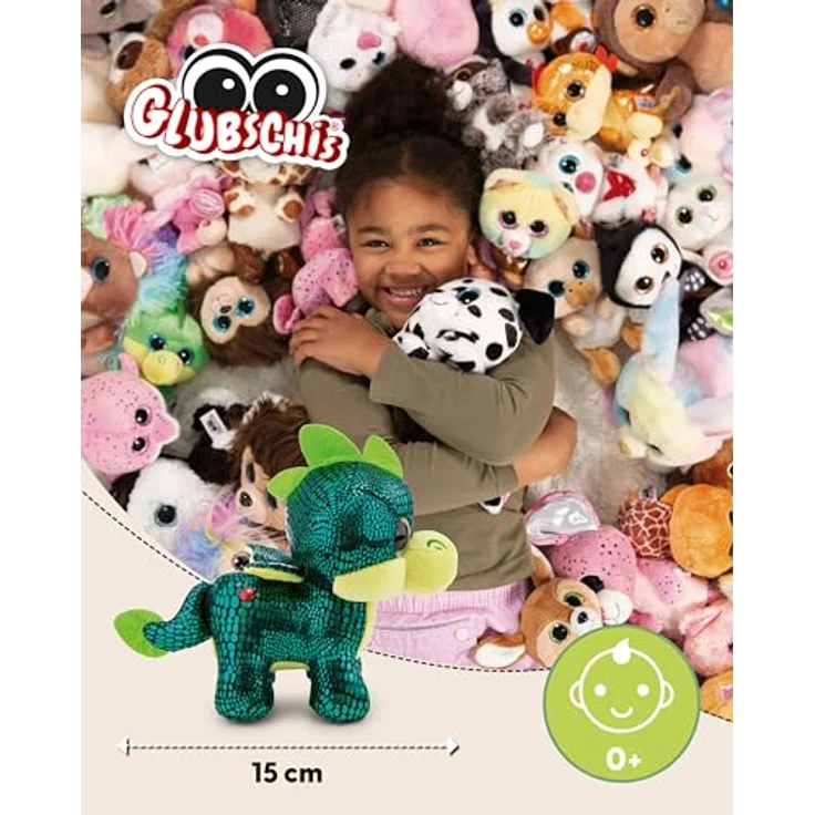 NICI Kuscheltier GLUBSCHIS Drache Parko, 15cm, grüner Plüschdrache mit Glitzeraugen und kleinen Flügeln, ideal zum Kuscheln und Spielen – Bild 2
