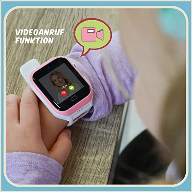 Technaxx Bibi und Tina 4G Kids-Watch Uhr für Mädchen mit lustigen Bibi & Tina Filtern die mit der integrierten Kamera gemacht Werden. Chat, Videoanrufe, Video, Kamera, Fitness & Körpertemperatur, Rosa – Bild 3