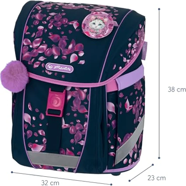 Herlitz Schulranzen FiloActive Plus Blossom Dance Kitten, 6-teiliges Set in schwarz-pink-lila mit ergonomischem Rückensystem und wasserabweisender Imprägnierung – Bild 3