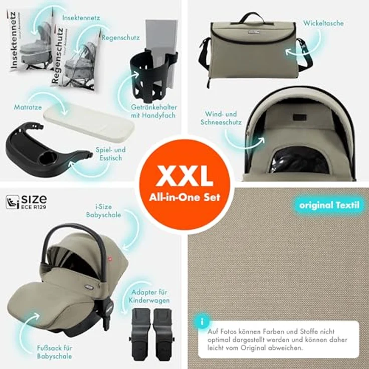 Daliya® FLEXI-PRO M 3-in-1 Kinderwagen & Buggy mit i-Size Babyschale, leichten Aluminiumrahmen, großen Einkaufskorb und einhändig abnehmbarer Babywanne, schwarz – Bild 3