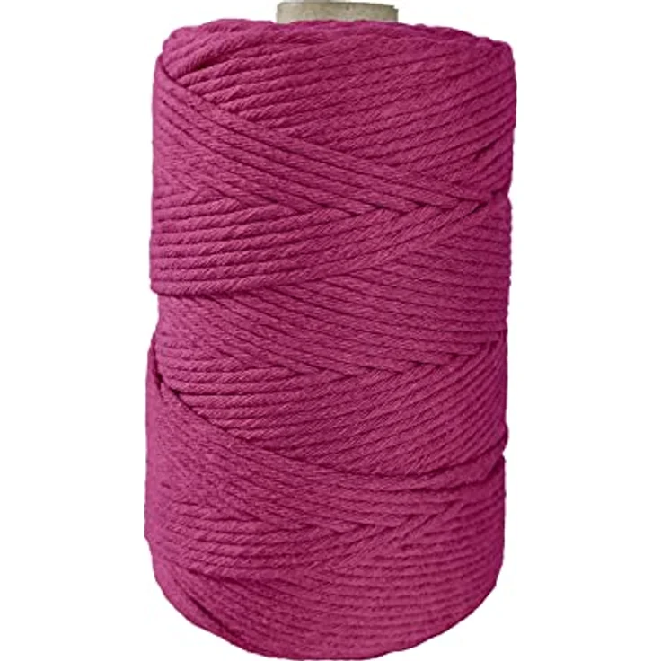 BooGardi Makramee Garn Bastelgarn, 3mm x 200m 100% Baumwolle, Magenta 2 Stärken Macramee Kordel Band – Bild 5