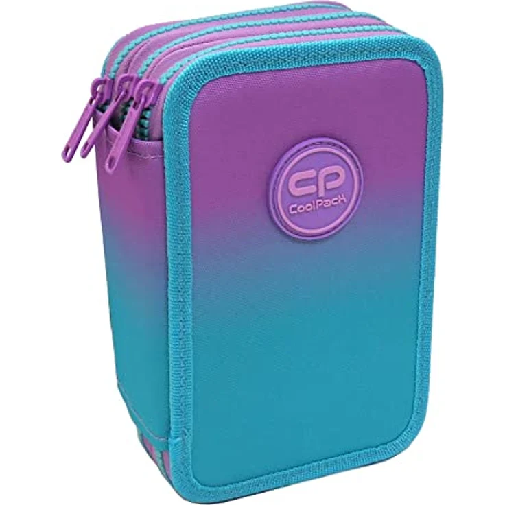 CoolPack XXL Pencil Case 3-Fächer Federmäppchen, lila Ombre mit 44-teiligem Schulmaterialset, wasserdicht und kratzfest – Bild 2