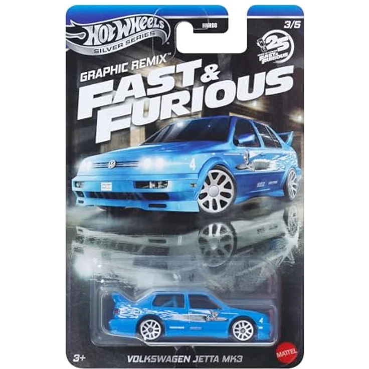 Hot Wheels FAST AND FURIOUS Graphic Remix VW JETTA MK3, Die-Cast Modell im Maßstab 1:64, 7 cm, original Silver Serie – Bild 1