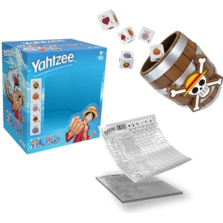 Winning Moves Yahtzee One Piece Edition, Würfelspiel mit individuell gestalteten Würfeln & Würfelbecher im One Piece Design, für 1+ Spieler ab 8 Jahren, Deutsch – Bild 2
