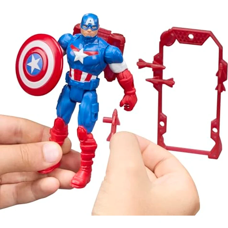 Marvel Avengers ActionVerse Captain America Action-Figur (11,4 cm) mit 9 Bewegungspunkten und 6 abnehmbaren Accessoires, Superhelden-Spielzeug für Kinder ab 4 Jahren – Bild 5