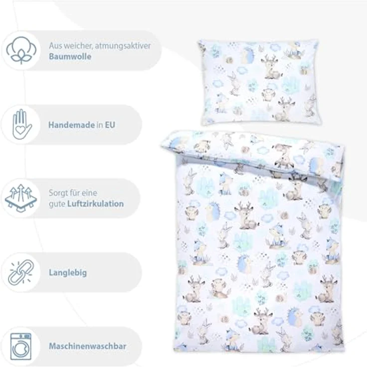 Totsy Baby Kinderbettwäsche Set, 100x135 cm, Oeko-Tex, wendbar, Baumwolle, inkl. Kissenbezug 40x60 cm, für Jungen und Mädchen – Bild 5