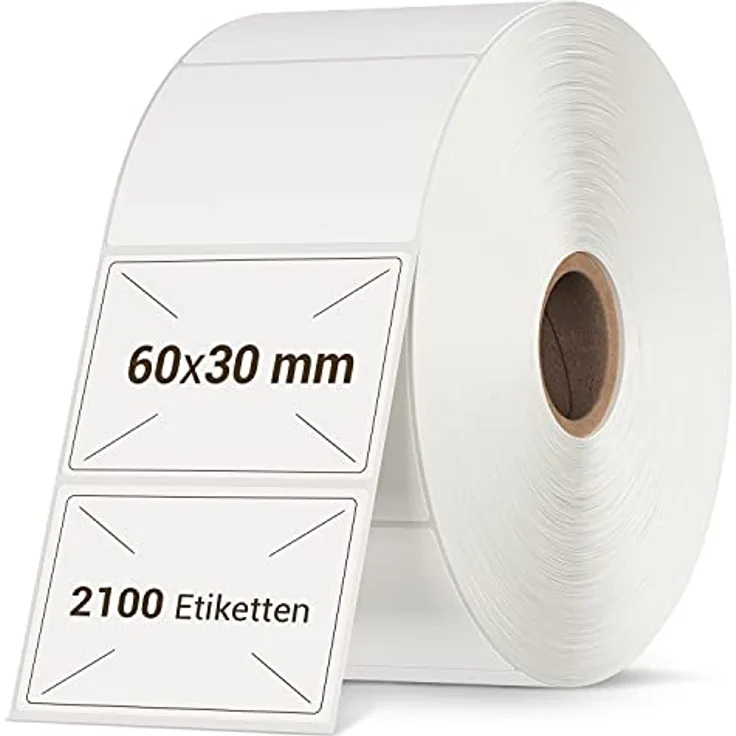 VIOKS Klebeetiketten 2100x Selbstklebend 57x32mm für Labeldrucker DHL & Etikettendrucker, beschreibbar, Premium-Qualität, perforiert
