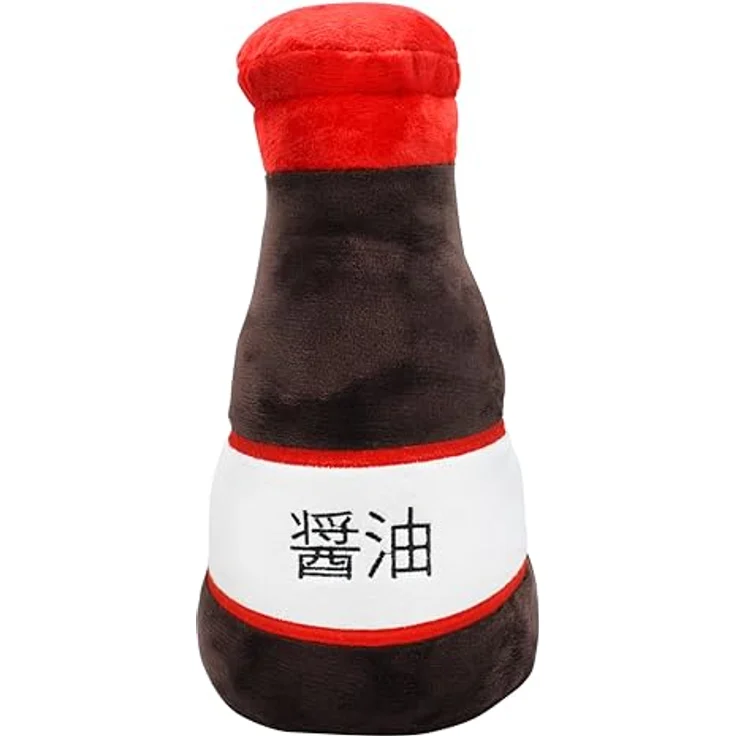 Joytoy Plushi Soja Soße Flasche, kuschelweiches Plüschtier 14x14x30 cm, mehrfarbig, braun, rot – Bild 3