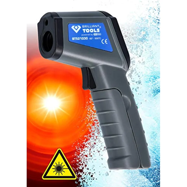 Brilliant Tools Infrarot-Thermometer BT521030, Temperaturbereich -50° bis 500°C, berührungslos mit Laser, inkl. 2 x AAA Batterien – Bild 3