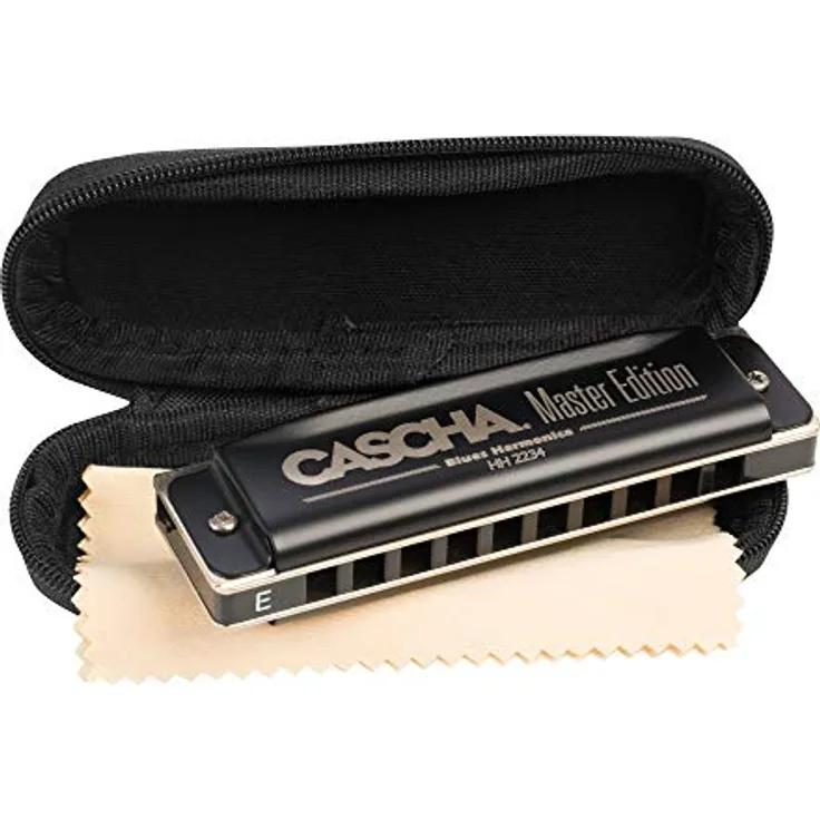 CASCHA Master Edition Blues Harmonica, hochwertige Mundharmonika in E-Dur mit Soft Case und Pflegetuch, Blues Organ
