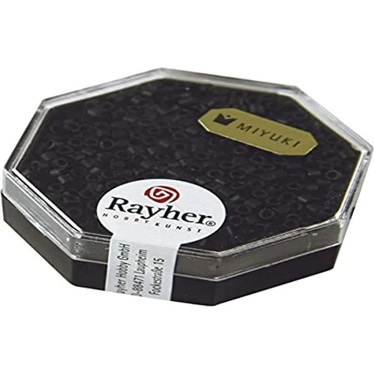 Rayher Hobby RAYHER 14751576 Delica-Rocailles, 2,2 mm Durchmesser, metallic matt, schwarz, Klein