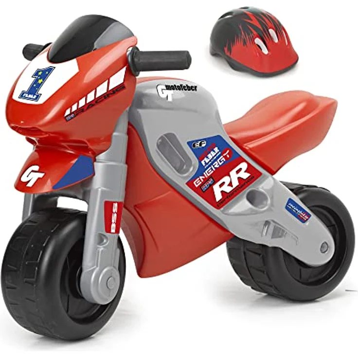 FEBER Famosa 800008171 MotoFEBER Racing - Laufräder mit Helm, für Kinder von 18 Monaten bis 3 Jahren, rot – Bild 2