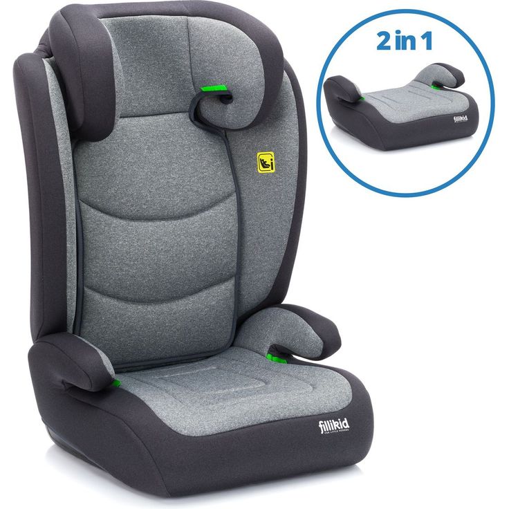 Fillikid Kindersitz Lea i-Size R129, Gurtbefestigung für Kinder von 3 bis 12 Jahren (100 cm - 150 cm), 4 kg, grau, mit höhenverstellbarer Kopfstütze und Seitenaufprallschutz